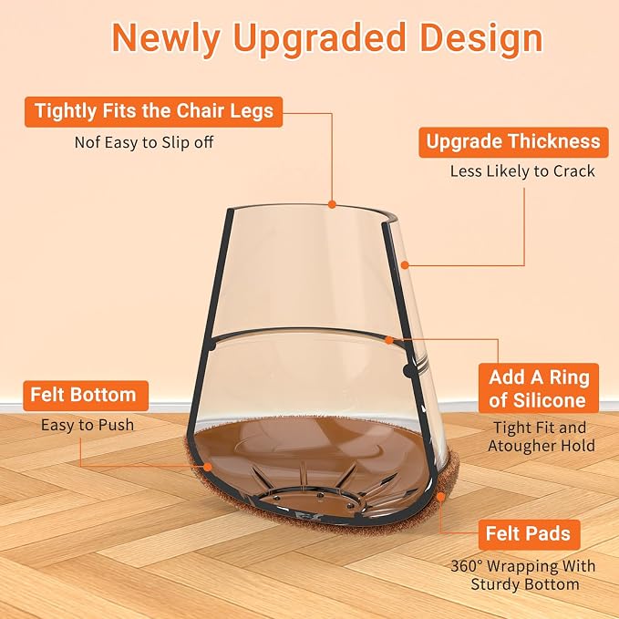 Chair Leg Floor Protectors Medium 24Pcs, Silicone Chair Leg Protectors - Image 4