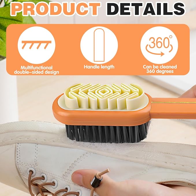 2-in-1 Orange Shoe Brush, Lazy Shoe Brush All-Round Cleaning Tool Soft Plastic - Image 3