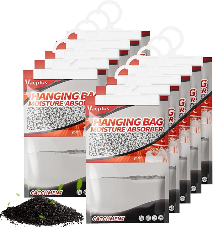Vacplus Moisture Absorbers, Hanging Closet Dehumidifier Bags, Humidity Packs by Vacplus