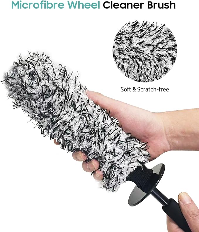 YeewayVeh Car Cleaning Brush Wheel Brush Kit, Soft Microfiber Flat Wheel Rim - Image 4
