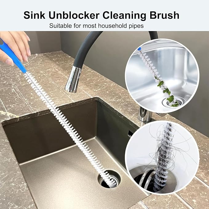 Adove Drain Cleaning Brush 2pack, Long Drain Clog Remover Tool 23.6inch - Image 2