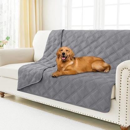 Smiry Waterproof Dog Bed Cover Blanket 68x82, Soft Reversible Pet Blanket, Washable Leakproof Cats Dogs Couch Cover for Sofa, Couch, Furniture, Lattice, Grey/Grey