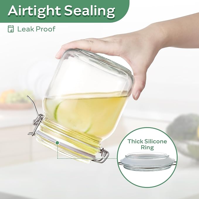 Glass Food Storage Jars with Airtight Lids 34 oz Square 4 Pack Kitchen Storage - Image 5