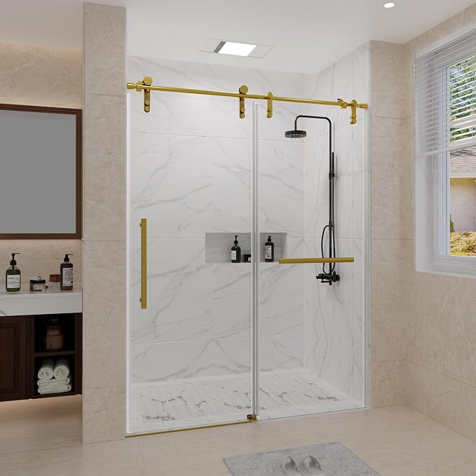 56-60" W x 76" H Frameless Shower Door, Sliding Shower Door by TrumbeakFurniture