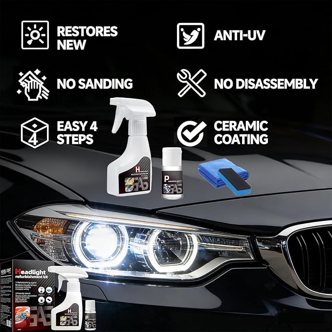 Headlight Restoration Kit, Headlight Cleaner: Erase Yellowing & Oxidation - Image 4