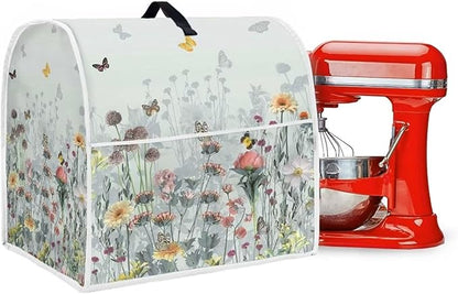 Floral Mixer Covers for Kitchen Aid 4.5-5 Quart Mixer Dust Cover with Top Handle Dustproof Food Processor Cover Kitchen Appliance Accessories
