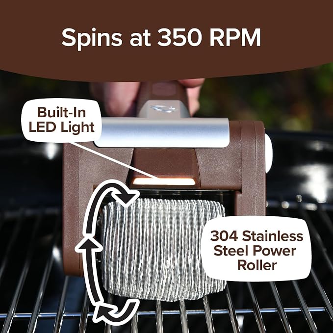 Horsepower Giddy Up GOLD Bristle-Free Spinning Grill Brush w/LED & Longer Run - Image 6
