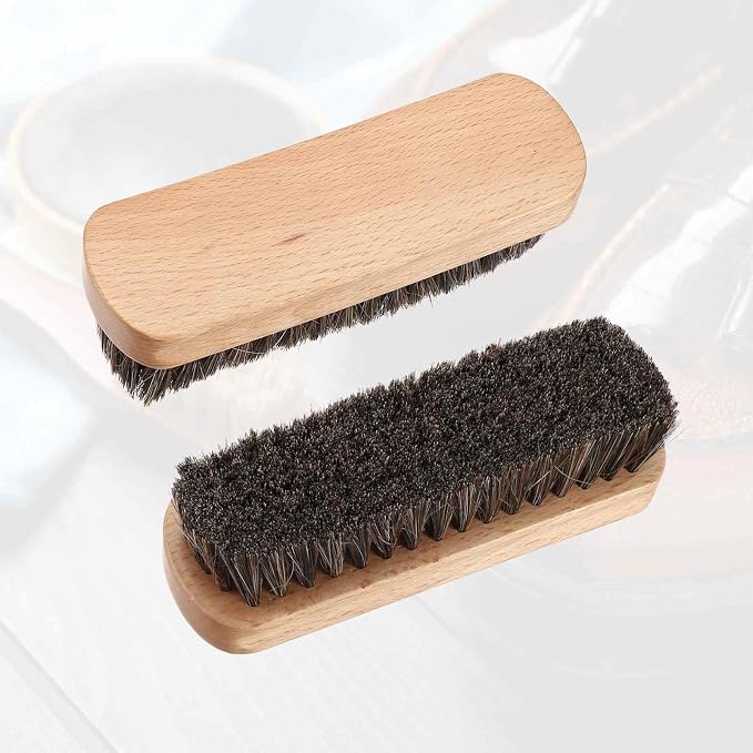 HARFINGTON Shoe Cleaning Brush 6"x2" Beech Wood Horsehair Boot Polish Brushes - Image 3