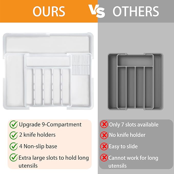 Homecor Silverware Organizer for Kitchen Drawer, Expandable Utensil Drawer - Image 3