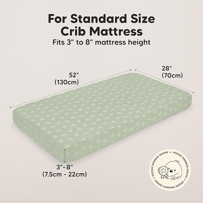 KeaBabies 2-Pack Baby Crib Sheets for Boys, Girls - 52x28 Viscose Derived from Bamboo Toddler Bed Sheets Neutral, Fitted Crib Mattress Cover for Standard Baby Bedding, Soft & Cozy (Lunaris)