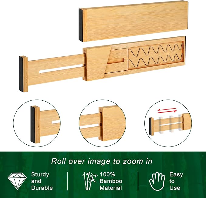Bamboo Drawer Dividers Organizer - Image 8