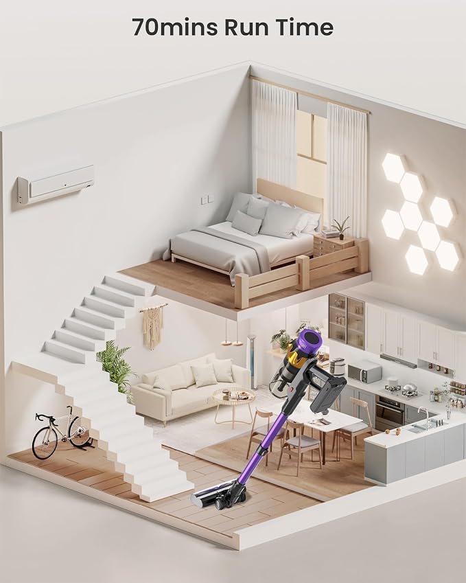 Cordless Vacuum Cleaner, 580W 48KPA 70 Mins Vacuum Cleaners - Image 3
