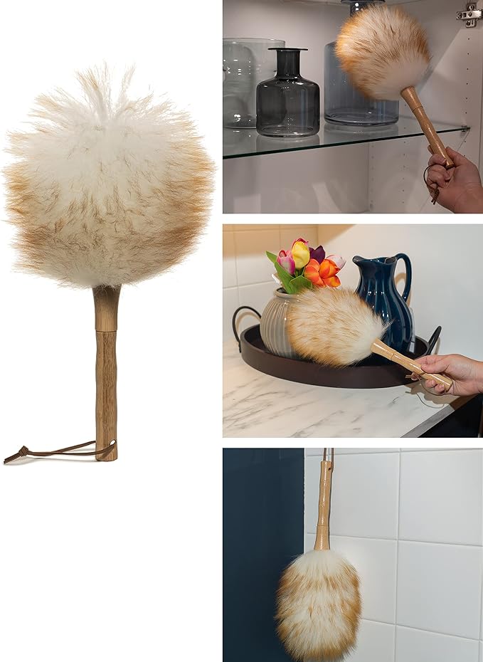 Avain Wool Duster with Wood Handle, Blinds Cleaner Purifier, Brush Cleaning Tool - Image 3