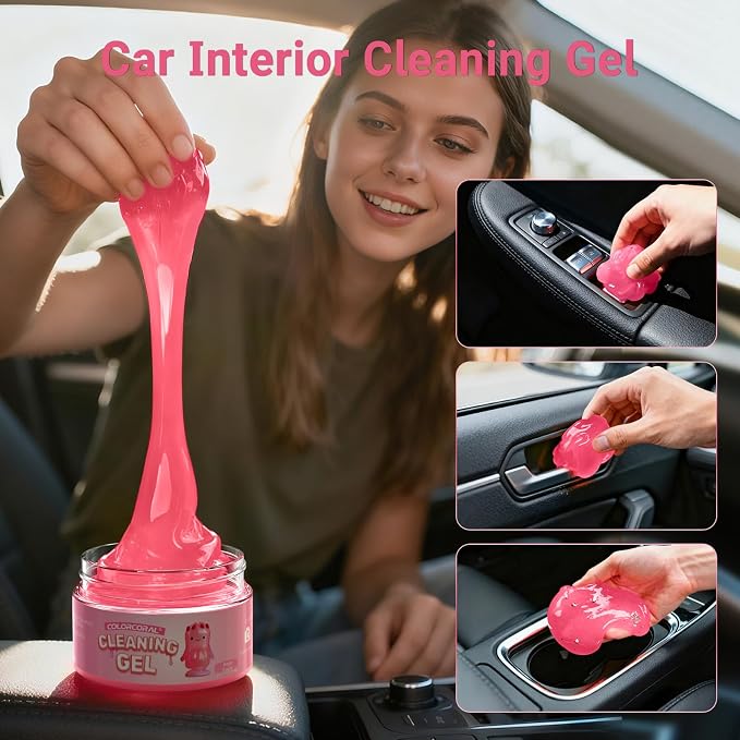 ColorCoral 2 Pack Car Cleaning Gel Reusable Auto Slime Cleaner, Rose Scent Dust - Image 4