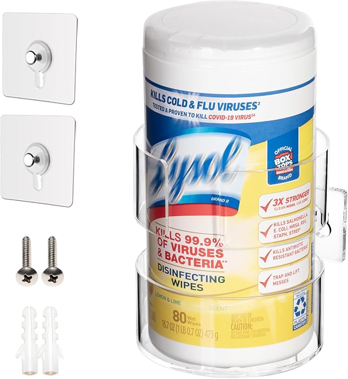 Wall-Mounted Wipes Holder for Cleaning Wipes, Acrylic Wipe Container Holder by Heyrelda