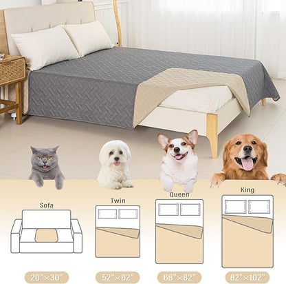 BOCTOPUG Dog Bed Cover for Pets - Blankets Rug Pads for Couch Protection Waterproof Bed Covers Dog Blanket Furniture Protector Reusable Changing Pad (Dark Grey+Beige, 20"x30")
