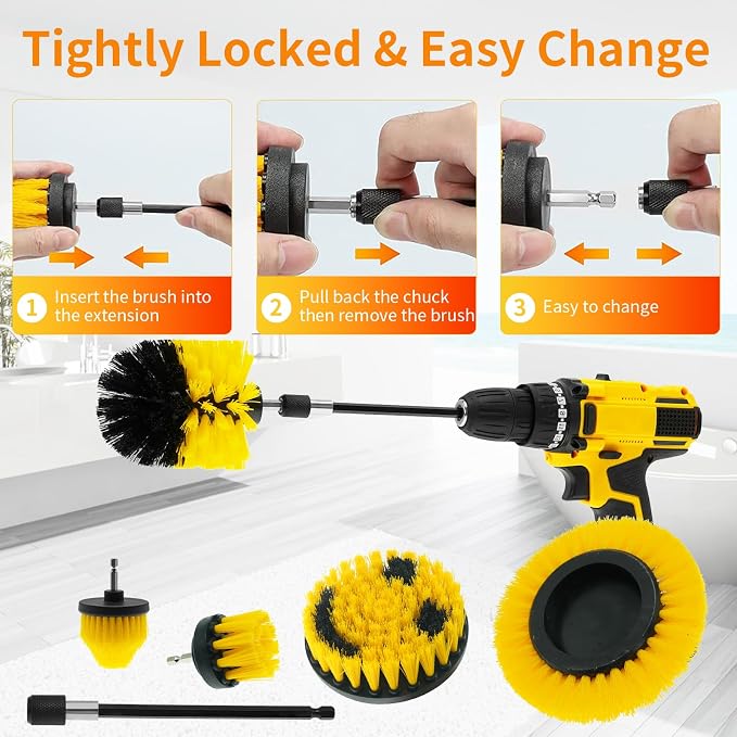 32 Pack Drill Brush Attachments Set Scrub Pads Sponge Buffing Pads Crevice - Image 4