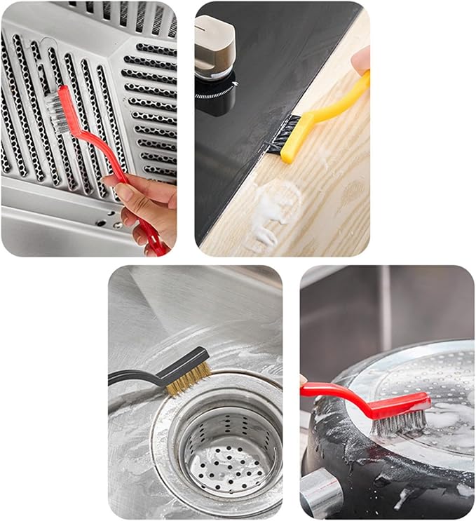 8Pcs Kitchen Crevice Cleaning Brush Set Grill Brush, Rubber Gloves - Image 8