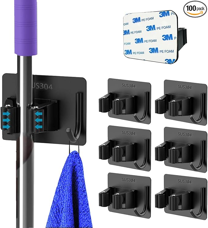 Mop and Broom Holder Wall Mount Stainless Steel Broom Mop Hanger Wall Mounted by Unknown