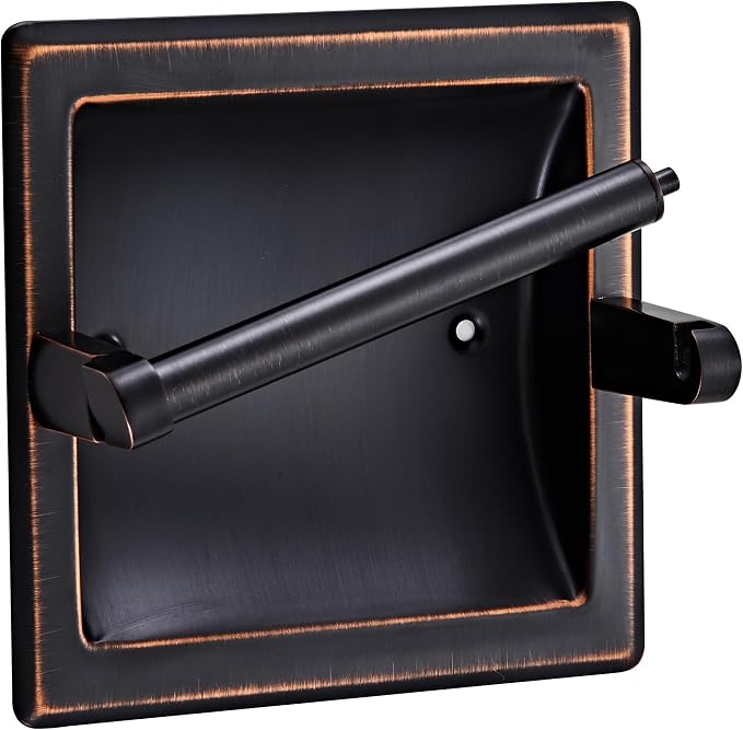 Recessed Oil Rubbed Bronze Toilet Paper Holder, Wall Mounted Heavy Duty by WZKALY