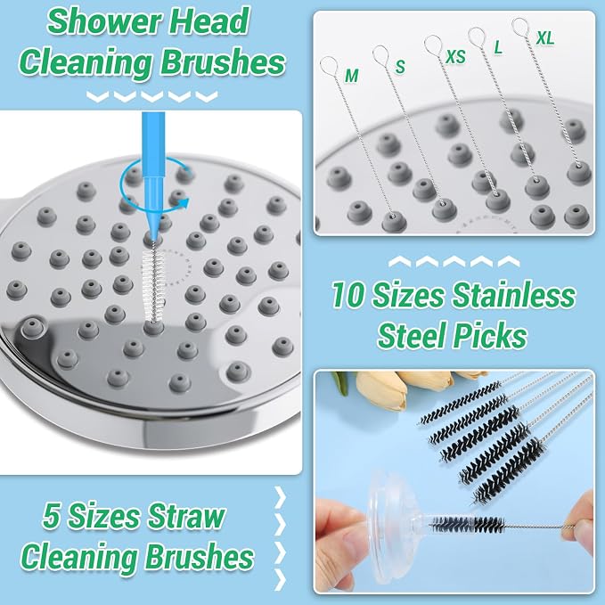 51-in-1 Shower Head Cleaner Kit & Straw Cleaning Brushes Set - Image 8