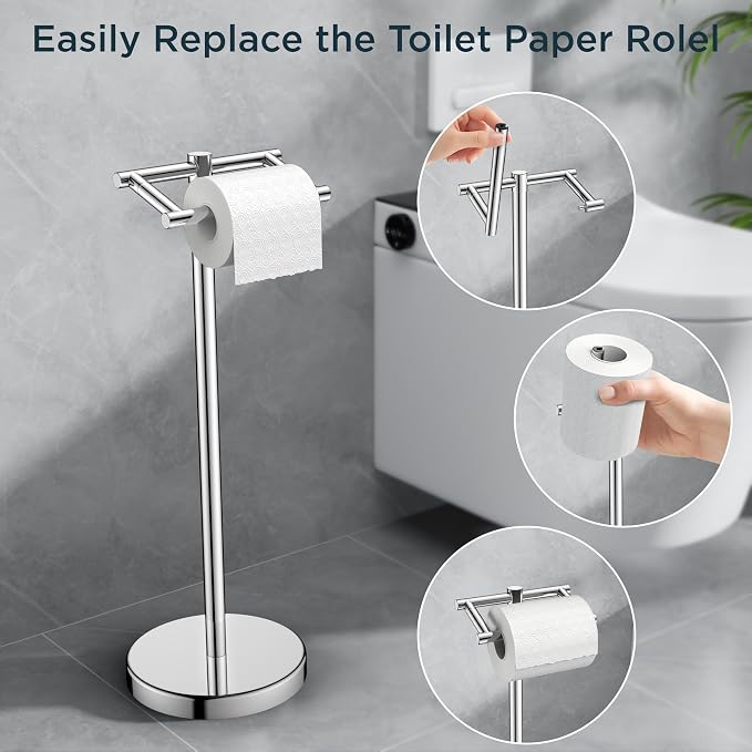 FORIOUS Toilet Paper Holder Wall Mount, Stainless Steel Rustproof Double Post - Image 5