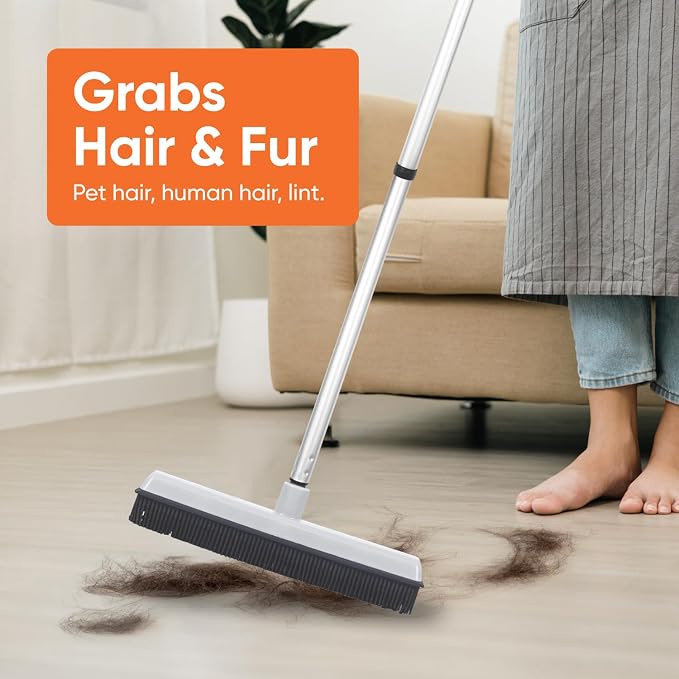 Rubber Bristle Broom for Floors Salon Broom, Rubber Squeegee Broom, Rug Broom - Image 7
