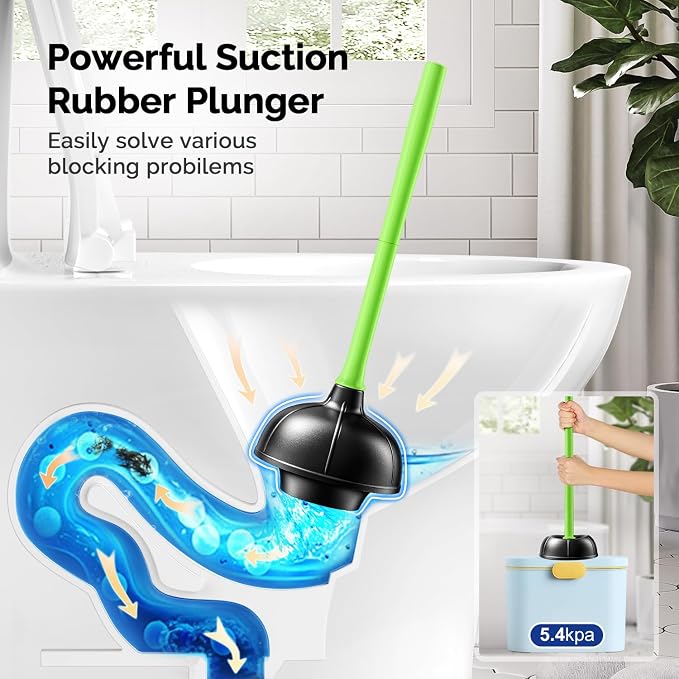 HAMITOR Toilet Plunger Bowl Brush Combo：Heavy Duty Rubber - Image 3