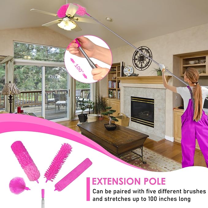 ThinkLearn Microfiber Dusters for Cleaning, Bendable Washable and Extendable - Image 3