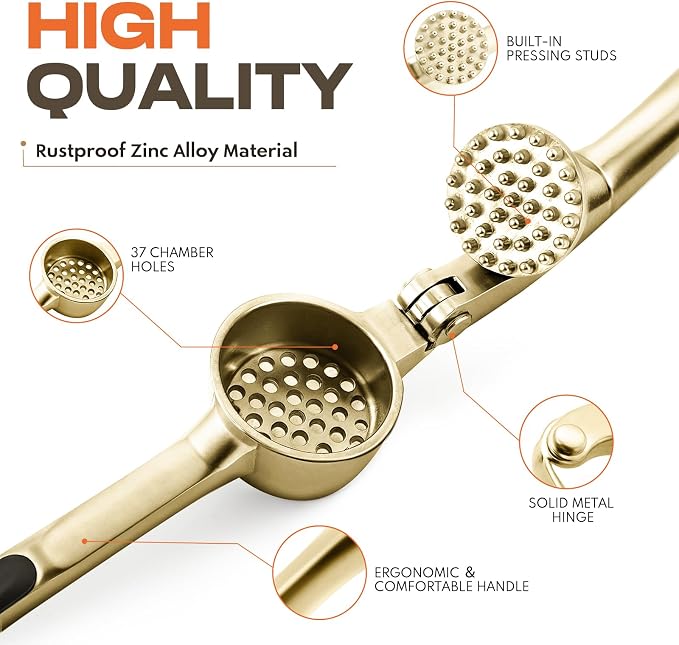 Kitchen Garlic Press, Rust Proof & Dishwasher Safe Garlic Mincer, Durable - Image 3