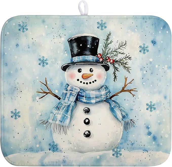 Blue Snowman Snowflake Christmas Dish Drying Rack by Wnoesat