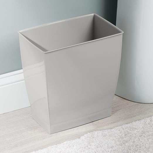 iDesign Small Bathroom Trash Set of 4-Gray Mono Rectangular Can M4 - Image 4