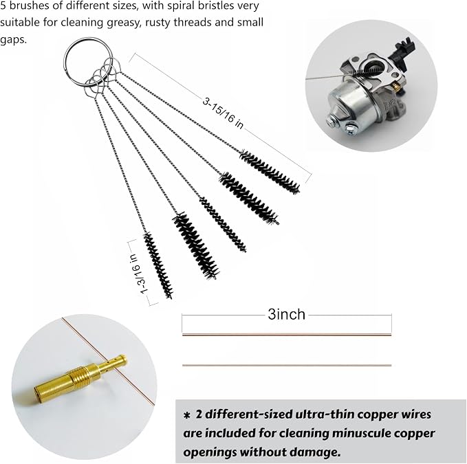Strongthium Carburetor Cleaning Kit Carb Brushes Tools Needle Set - Image 2