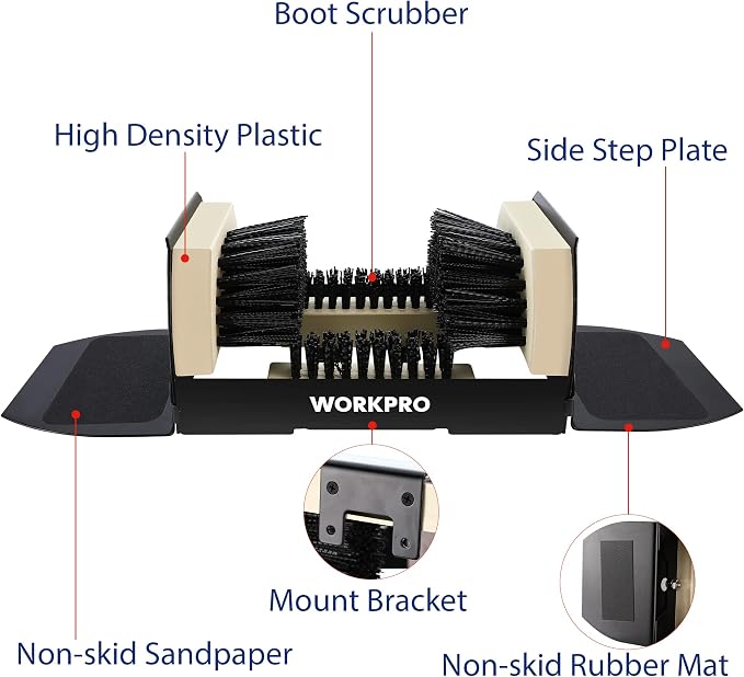 WORKPRO Boot Brush Scraper Outdoor, Shoe Cleaner Brush, Boot Scrubber - Image 2