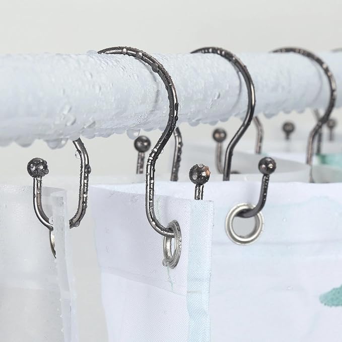 Goowin Shower Curtain Hooks, Stainless Steel Shower Curtain Hangers, Metal - Image 2