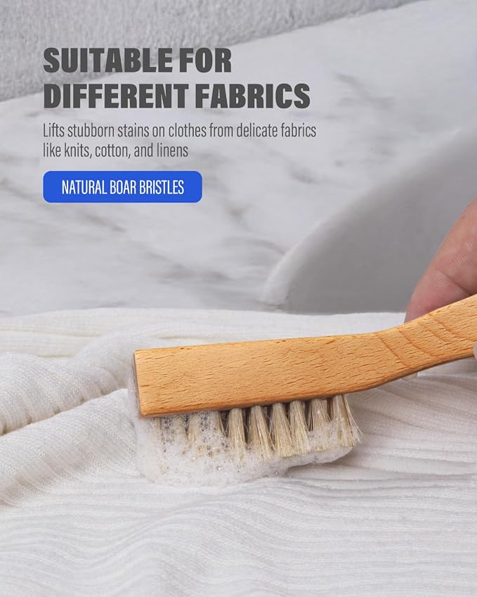 VASSON Natural Soft Boar Bristle Laundry Stain Brush, Laundry Scrub Brush - Image 5