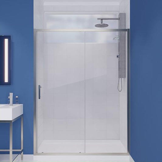 ANZZI 72 x 60 inch Framed Shower Door in Brushed Nickel, Halberd Water by ANZZI