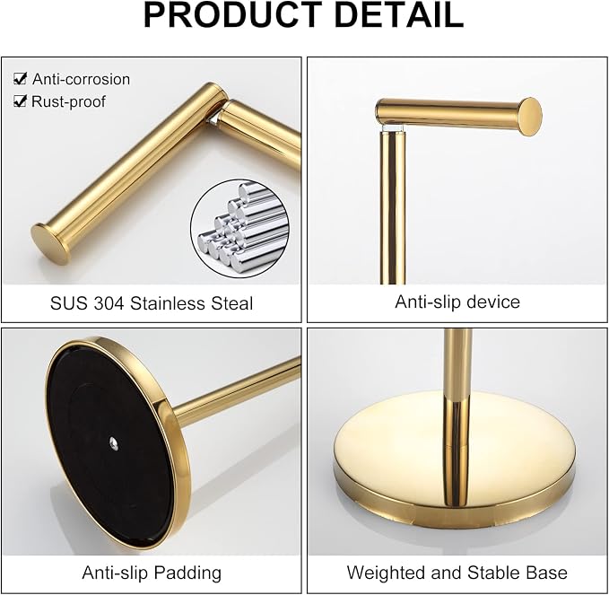 BGL Toilet Paper Holder Standing On Floor Polished Gold, Tissue Holder On Floor - Image 3