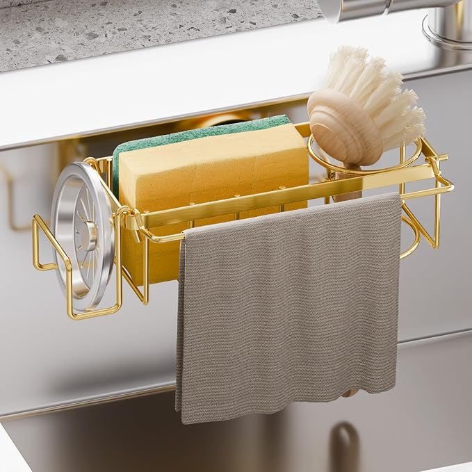 TAILI Sponge Holder with Strong Suction Cup, 4-in-1 Rustproof Sink Organizer by TAILI