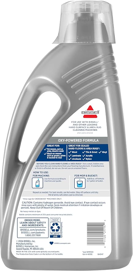 Bissell CrossWave PET PRO OXY Multi-Surface Formula, 80 oz, Removes Stuck-On - Image 2