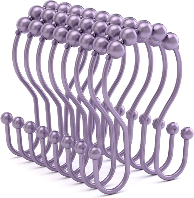 Shower Curtain Hooks, Shower Curtain Rings Rust Proof Double Hook Shower by Bathway