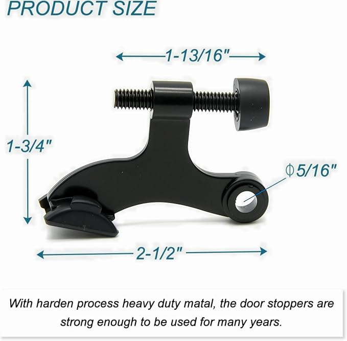 12 Pack Hinge Pin Black Door Stopper, Adjustable Heavy Duty Hinge Pin Door Stop - Image 6