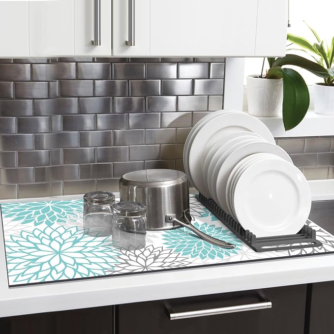 Findosom 2PCS 17" x 32" Dish Drying Mat & 24" x 5.5" Sink Splash Guard - Image 6