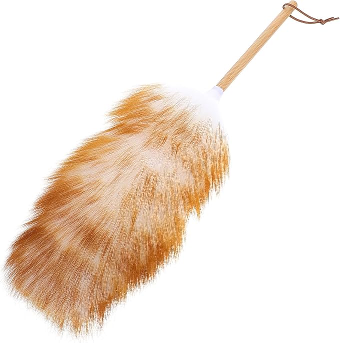 Wooden Handle Lambswool Duster Household Dust Cleaner by UTHCLO