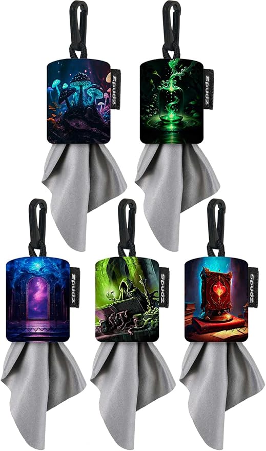 SPUDZ Classic Variety Pack | Five 6" x 6" Microfiber Towels w/Neoprene Pouches by ALPINEINNOVATIONS