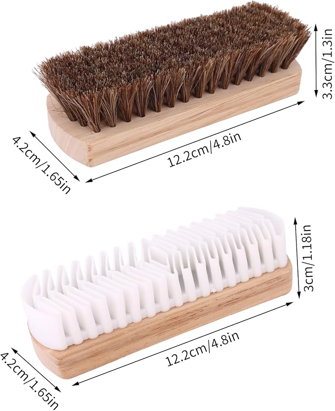 2pcs Horsehair & Rubber Shoe Brush Set, 2 Styles Boot Magic Eraser Cleaning - Image 2