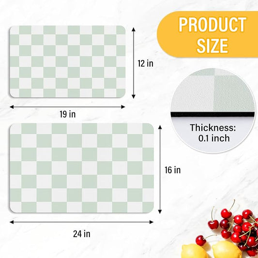 Checkered Dish Drying Mat （Green，24" x 16"） - Image 2