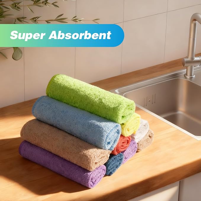 HOMEXCEL Microfiber Cleaning Cloth, 24 Pack Absorbent Cleaning Rags - Image 5