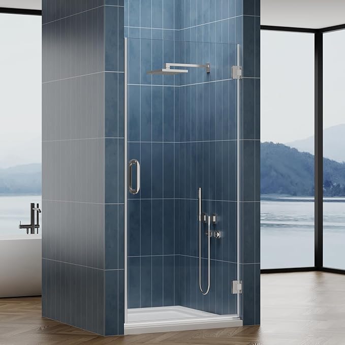 Framelss Hinged Shower Door, 3/8" Tempered Glass - Image 2