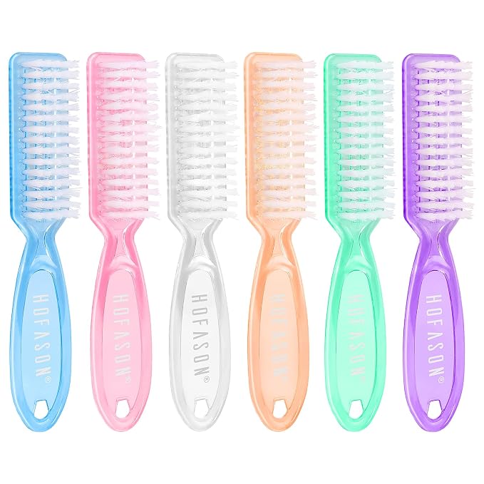 HOFASON 6 Pack Nail Brush for Cleaning Fingernails, Nail Brush Handle Grip by HOFASON